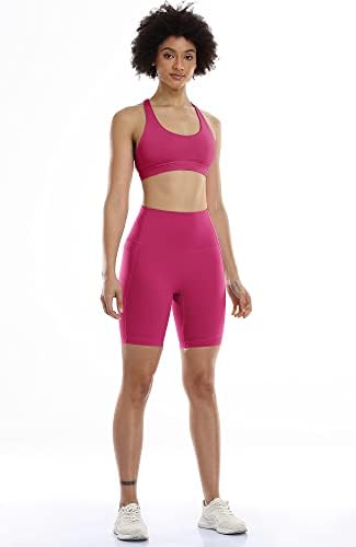 Icyzone biciklističke kratke hlače za žene - Vježba visokog struka trčanje joga vježbanja u teretani kratke hlače s džepovima