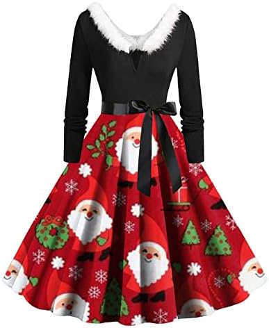 Maturalne večernje haljine za žene, Vintage Božićna koktel haljina u stilu Rockabillija, lepršave haljine s izrezom u obliku slova