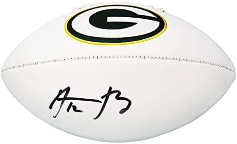 Aaron Rodgers potpisao je Green Bay Packers White Panel Logo Nogometni nogometni nogomet -