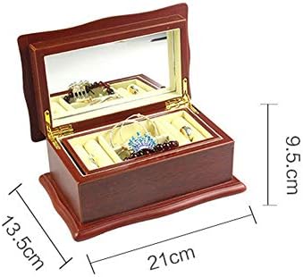 Haieshop Vintage Box Box Box Box isklesana vintage značajke nakit kutija drvena kutija za odlaganje s jednim slojem s ogledalom nakit