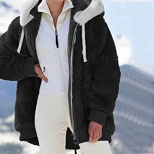 Beuu ženke plus veličina šerpa jakna Nejasna runa kaput s džepovima Predimenzionirana otvorena prednja kapuljača kardigan jakna