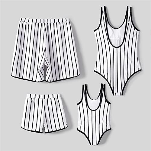 Obitelj Patpat odgovarajući kupaći kostimi ruffle jednodijelni kupaći kostimi prugasti print v vratni kupaći kostimi