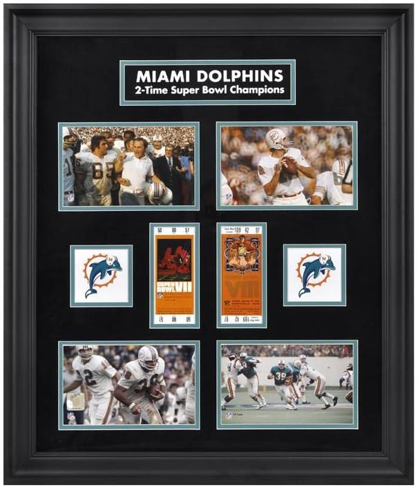 Uokvirena Kopija karte za Superkup Miami Dolphins i foto kolaž - ploče i kolaži s NFL ulaznicama