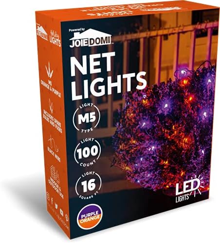 Joidomi Halloween 100 LED mrežna svjetla ukras, spojena narančasta i ljubičasta crna žica mreža mrežice, nizina svjetla za noć vještica
