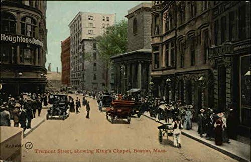 Tremont Street, prikazuje kraljevu kapelu Boston, Massachusetts MA Originalni antikni razglednica