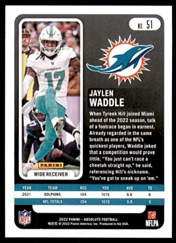 2022 Panini Apsolut 51 Jaylen Waddle NM-MT Miami Dolphins Football Trading Card NFL