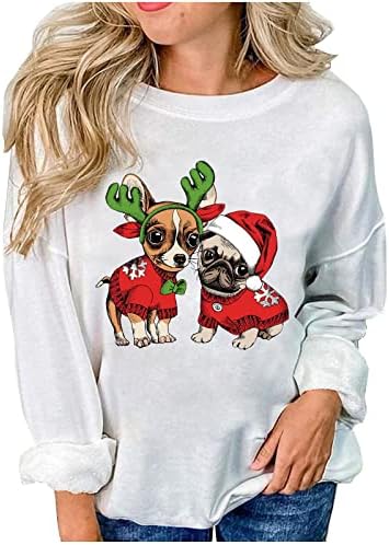 Wozvali božićne dukseve za žene Djed Mraz tisak Preveliki pulover dugim rukavima vrhovi ležerne bluze za zimu