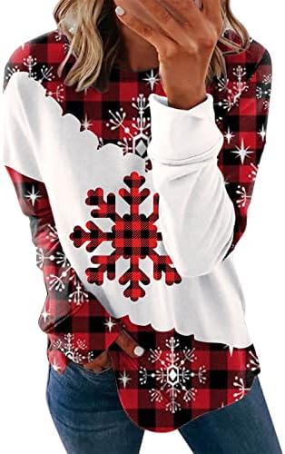 Božićne dukserice s okruglim vratom Slatki vrhovi pulover s dugim rukavima grafičke dukserice modna široka ženska dukserica