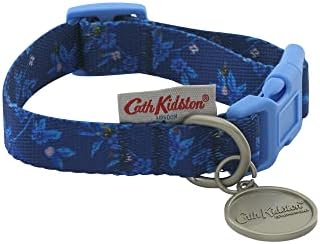 Pet marki Cath Kidston Flora Podesiva ogrlica za pse, luksuzni ogrlica za kućne ljubimce - velika, plava