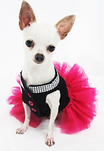 Seksi punk crna haljina za pse s ružičastom tutu ručno rađenom 12-om