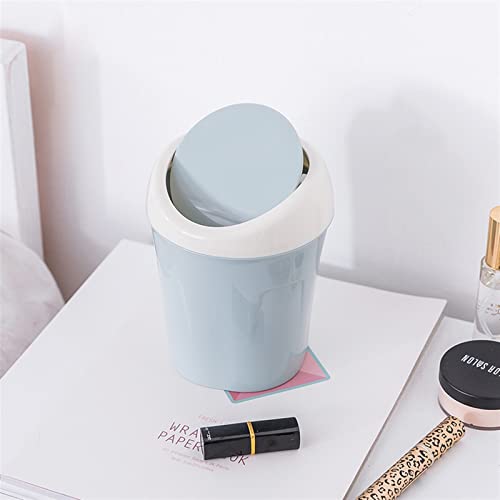 Skimt mini smeće limenke kante za smeće na radnoj površini, kućanstvo male okrugle kante za smeće s poklopcem za zamah, plastični stol