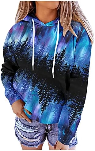 Ležerna dukserica za žene s kapuljačom crtanje dugih rukava grafički prikladna estetska proljetna jeseni bluza