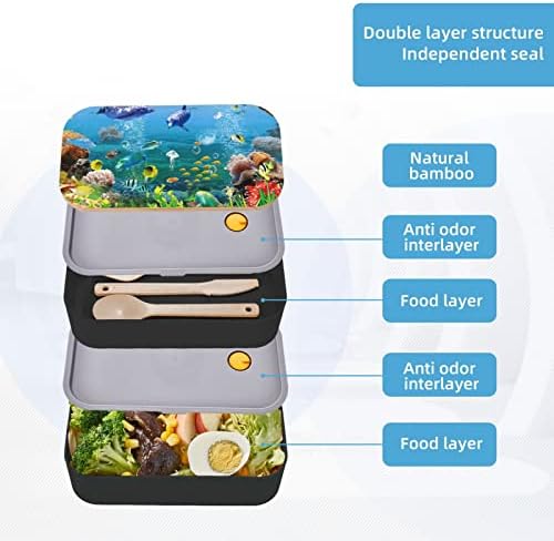 Obojeni podmorski svjetski ručak Bento kutija s nadograđenim podesivim remenom, spremnik hrane za višekratnu uporabu za višekratnu