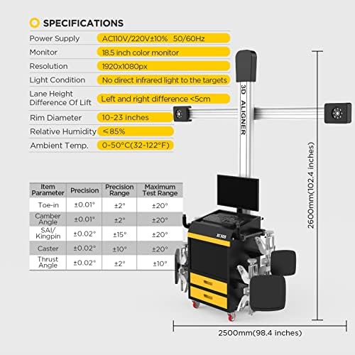 Qpking 3D poravnač kotača xc505 poravnanje i alati za uravnoteženje alata za popravak guma Potpuni sustav za mjerenje 4 Alat za poravnavanje