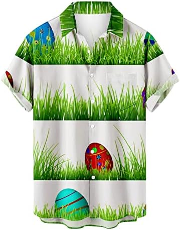 XIPCOKM Sretni uskršnji majice za muškarce Slatka zečja jaja tiskana košulja kratkih rukava Botton Down Pulovers plus majice veličine