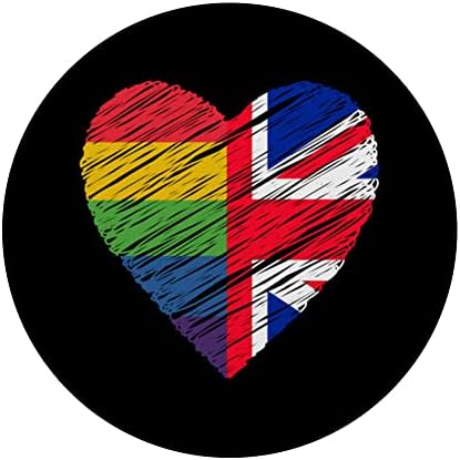 LGBTQ Velika Britanija UK Gay Pride Heart Gay Lesbian Love LGBT Popsockets zamjenjiv Popgrip