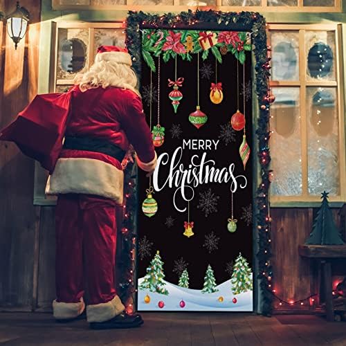 Sretan božićni poklopac na vratima 35 x 71 inčni božićni poklopci za kugle na vratima Xmas natkriveni natpis za natpis božićne kuglice