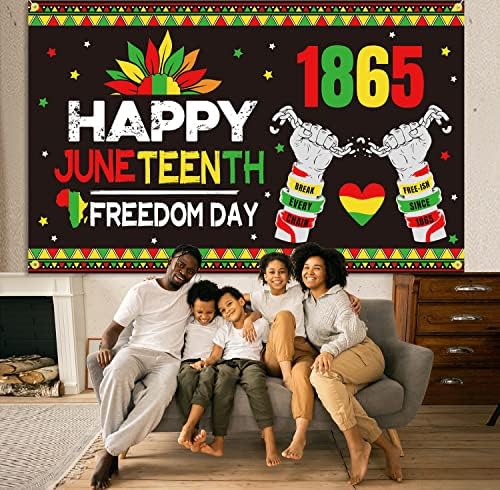 Jozon Happy Junkeesta pozadina natpis 71 x 43 inča Velika veličina 19. lipnja 1865. Dan slobode Pozadina Banner African Afro American