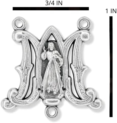 Skupni paket od 3 - Isusov božanski milosrđa krunica privjesak za krunicu - 1 -inčni srebrni oksidirani komadi krunice u obliku slova