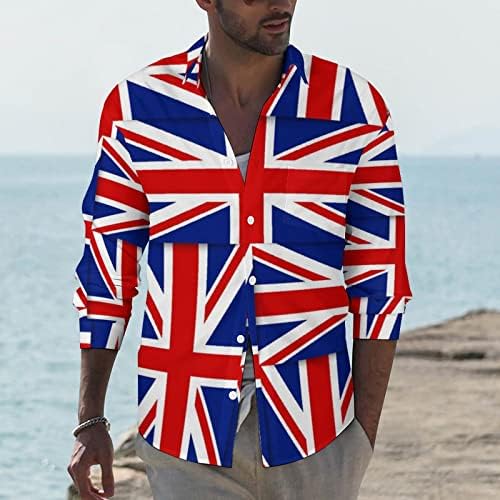 Zastave Ujedinjenog Kraljevstva muške gumbe za rever dolje niz košulju dugih rukava casual ljetni kaputi s džepom