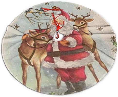 LVESHOP Djed Mraz jelena božićno drvce suknja luksuzna okrugli zatvoreni vanjski prostirki rustikalni Xmas Tree Odmor （30 /36 /48 Tri