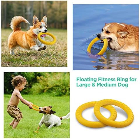 Sunky 4 Pack Plutajuća igračka za pse, prsten za trening pasa za vanjsku fitness flotabilnu igračku za povlačenje i leteći disk interaktivni
