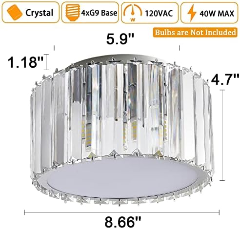Moderna kristalna stropna svjetiljka mini kristalni luster za ugradnju u ugradbenu ugradnju, 9,89 8,66 mala Kristalna stropna svjetiljka