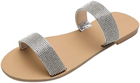 Xudanell ženske sandale klizi ravna svjetlucavo rhinestone dijamantska svjetlucava bling udobna ležerna haljina sandala za žene