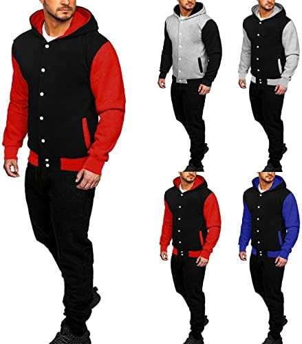 Muška zimska jakna hlača odijelo casual labava boja podudara se s jednim grudima bejzbol odijelo toplo povremene zimske setove istegnute