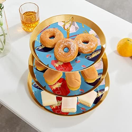 3 slojeva za deserte stalak za cupcake voćni tanjur plastična posluživanje zaslon za vjenčanje za rođendan dječji tuš čajne ukrase
