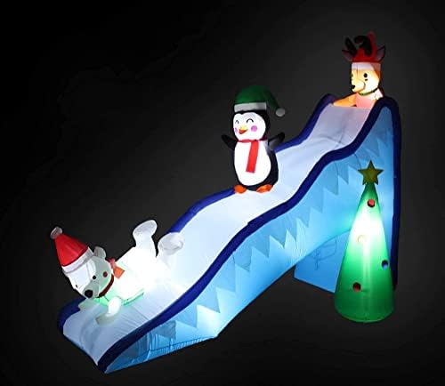 Dva paket ukrasa za božićne zabave, uključuje 14 stopa visok Ogromni napuhani Djed Mraz i 9 stopa dugačak pingvini dugačak jeleni na