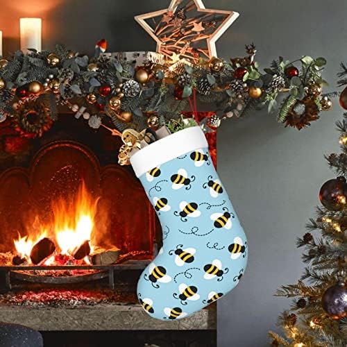 Augesterno božićne čarape pčelinje uzorak plavi dvostrani kamin viseće čarape