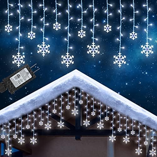 Joomer božićna svjetla snježne pahuljice, 18ft 280 LED pahuljica ikole s 22 kapi, 8 načina rada, tajmer, spojevi, božićna vilinska