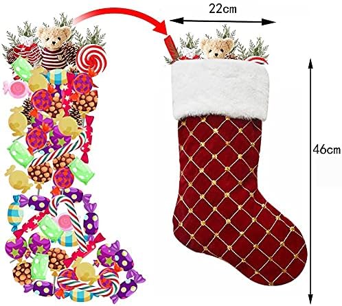 U-Buyhouse božićna čarapa Poklon torba Božićna čarapa Izdržljiva praktična poliester ugodna moderna moderna s plišanom manžetom slavnom