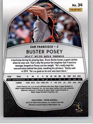 2020. Panini Prizm 34 Buster Posey San Francisco Giants Baseball Trading Card