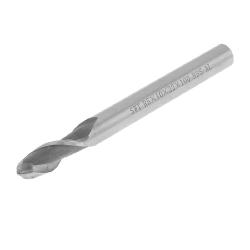 Aexit srebrni ton usmjerivača HSS spiralni utor 2 flauta 10 mm rezanje dia kuglica rub nosa tretman i žljebovi komadići krajnji mlin