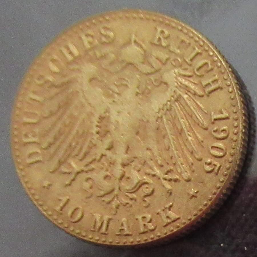 Njemački 10 maraka 1902-1912 9 Strana replika Zlatna prigodna kovanica