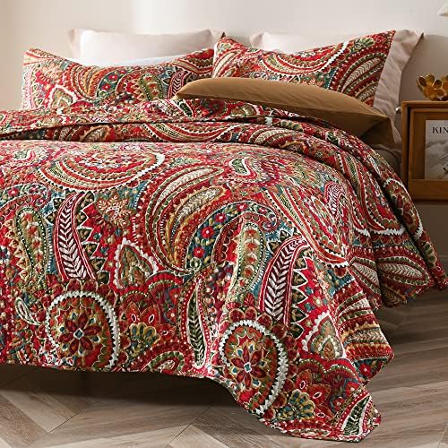 Enasalni pamučni prekrivači prekrivača, reverzibilna pokrivačica za posteljinu set za pokrivač, cvjetni paisley krevet