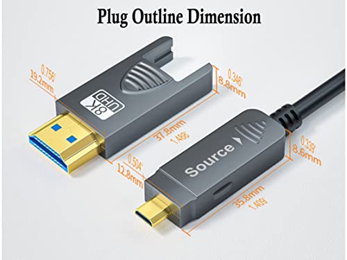 Svjetlovodni kabel HDMI SkyeySnail 39 metara / 12 m 8K, Micro HDMI-HDMI priključak, odvojiv tip A + D, сверхскоростной 48 Gbit / s,
