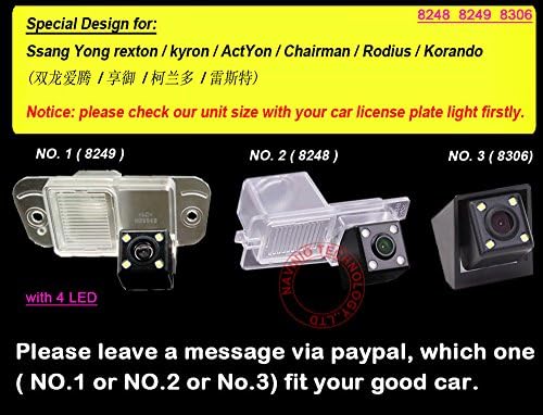 Navinio Backup Camera za automobil, vodootporna registarska ploča za stražnju stranu, sigurnosna kopija za parkiranje za Ssang Yong