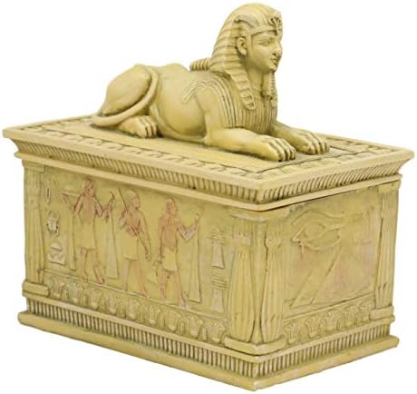 Ebros egipatski skrbnik sfinga ukrasna pravokutna kutija u pješčenjaku završetak 4,25 dugački klasični egipatski spomenik androsfinx