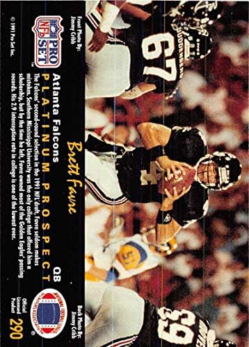 1991. Pro Set Platinum 290 Brett Favre RC Rookie Atlanta Falcons NFL nogometna trgovačka karta