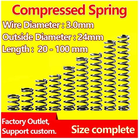 Hardverski proljetni tlak kompresija opruga tlak tlaka opružni promjer žice 3,0 mm, vanjski promjer 24 mm puštanje opruge rentrole