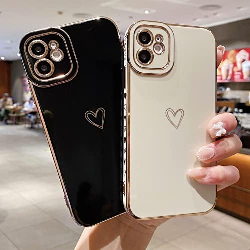 Zsytzl kompatibilan s iPhoneom 12 futrolom za žensku djevojku, sa slatkim ljubavnim srčanim luksuznim okrivljenjem pune zaštite kamere