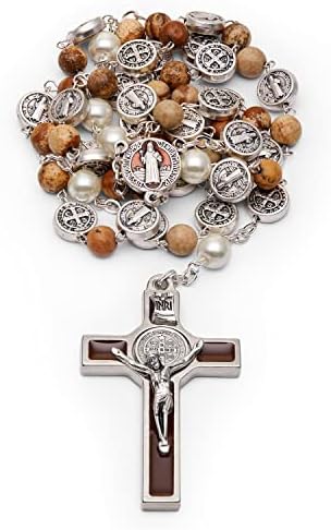 Mondo Cattolico krunice, perle našeg oca Pearl, okrugli središnji dio svetog Benedikta i raspelo - Rosarios Catolicos Rosaning Beads