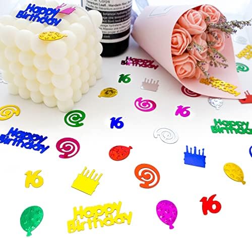 1100pcs 16 rođendana konfeta, višebojne folije konfete za ukrase za rođendanske zabave, metalni sjajni stolni konfeti