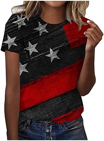 Ženski ljetni vrhovi 2023 ležerna odjeća 4. srpnja košulje majice kratki rukavi majica majica američke zastave grafički labavi slatke