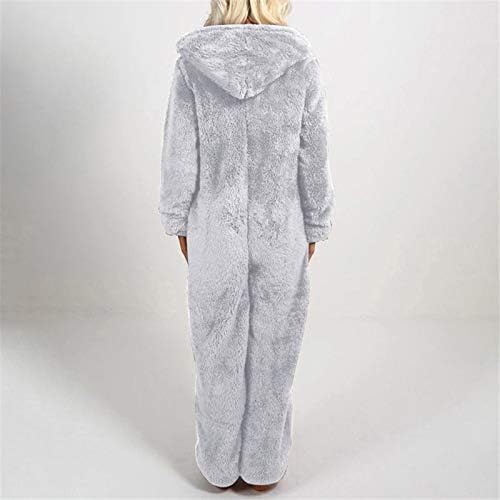 Žene Onesie pidžama sherpa bucpuit zima toplo runo zatvarač s kapuljačom jednodijelni bodysuit romper termalna plišana odjeća za spavanje