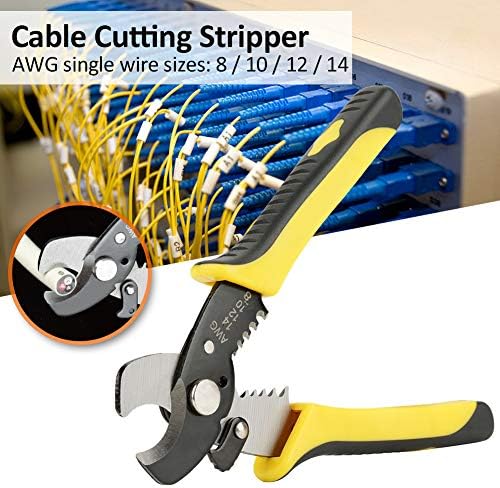 Fafeicy 2 u 1 kabel za rezanje kabela Stripper Stripper, žuti 65 manganski čelična žica za rezanje žice, električni alat za električar