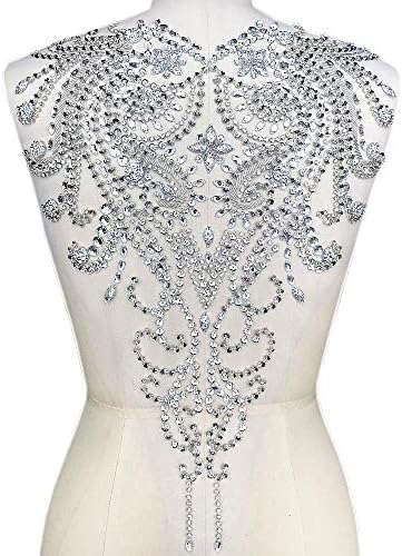 13.8x19 inčni ručno izrađeni perlisti šljokice Rhinestones kristali vjenčani zakrpe Applikvi za DIY šivanje vjenčane haljine za mladenku